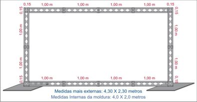 Uma das possibilidades: Estrutura/Moldura Box Truss Q15 4,0 X 2,0 metros
